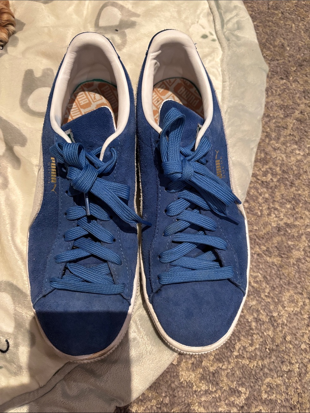 Puma Blue Suede Low-Top Sneakers in 8.5